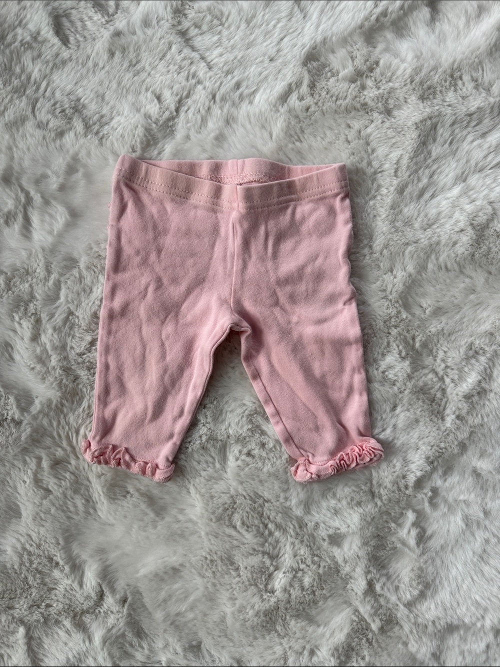 Soft Pink Ruffle-Hem Baby Leggings